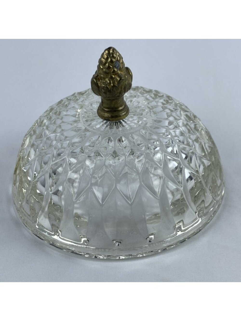 VTG Indiana Glass Mount Vernon Trinket / Candy Dish Dome Lid Brass Acorn Finial - Picture 9 of 13